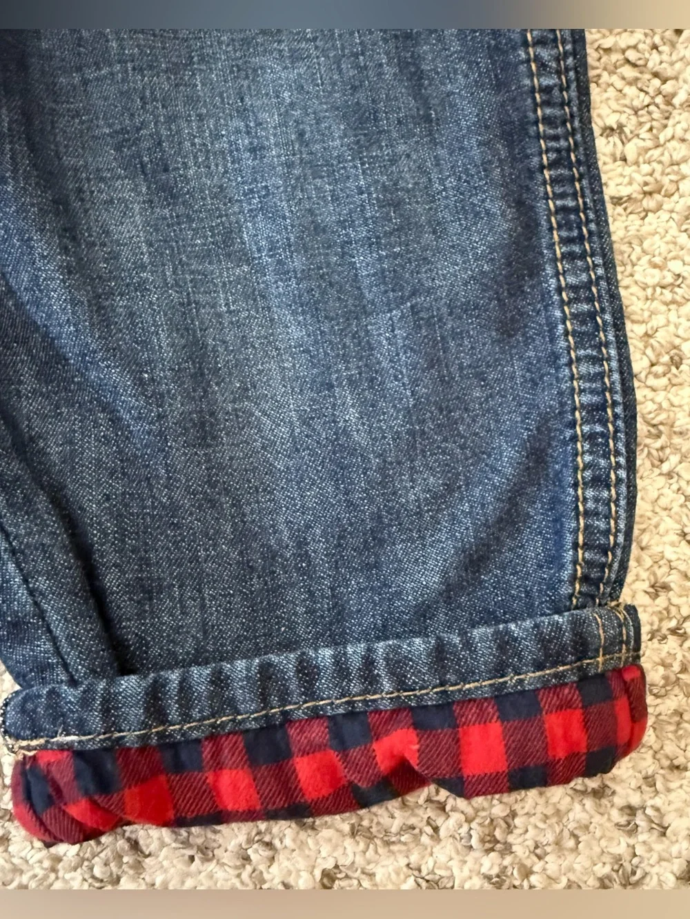 Osh Gosh B’Gosh Flannel Lined Denim Bibs Sz 3T